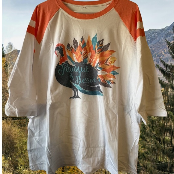 Tops - Thankful & Blessed Turkey Women’s Graphic Shirt